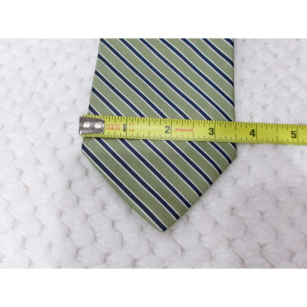 Tommy Hilfiger Mens 3.5x58 Necktie Green Blue Striped Silk Classic Business Tie